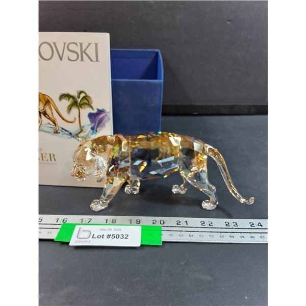 # Swarovski Crystal - Tiger Figurine w/Case & Certificate - 8" x 3"