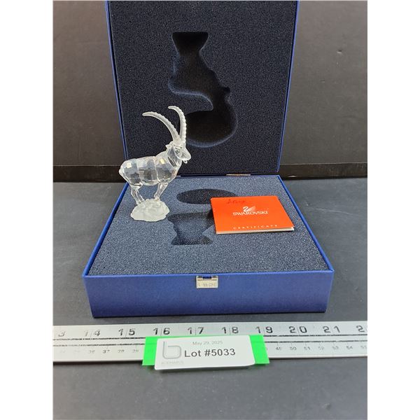 # Swarovski Crystal - Mountain Goat Figurine - 4" x 3" w/Case & Certificate
