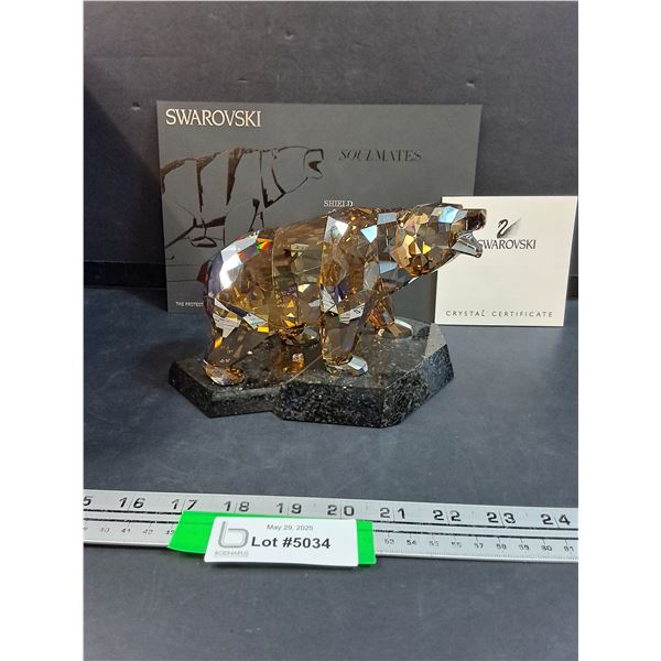 # Swarovski Crystal -  Polar Bear Figurine w/Case & Certificate -8" x 5" x 4"