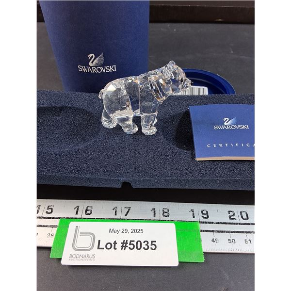 # Swarovski Crystal - Polar Bear Figurine w/Case & Certificate - 2.5" x 2"