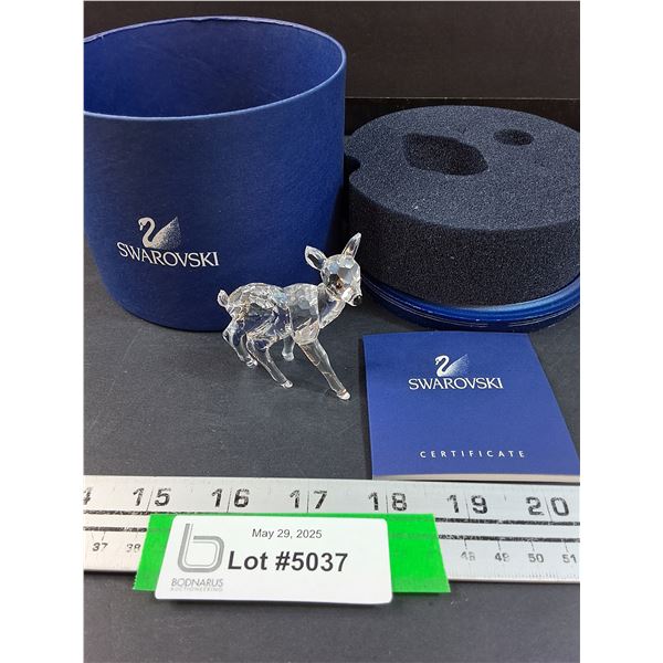 # Swarovski Crystal - Deer Figurine w/Case & Certificate - 2.5" x 2.5"