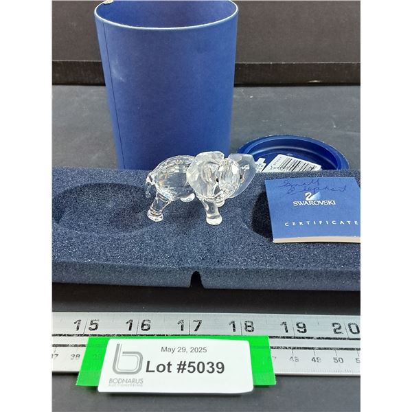 # Swarovski Crystal - Elephant Figurine w/Case & Certificate - 2.5" x 1.5"
