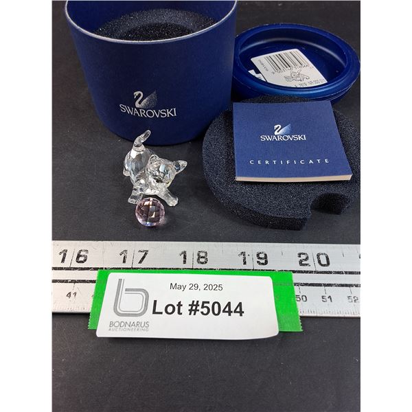 # Swarovski Crystal - Kitten w/Ball of Pink Yarn Figurine w/Case & Certificate - 2" x 1"