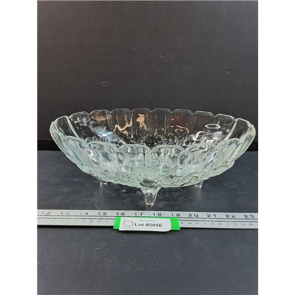 Clear Indiana Carnival Glass Footed Oval Serving Bowl - 12" x 4.5" x 8.5"