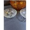 Image 3 : Indiana Amber Glass Serving Salad Bowl & (3) Clear Glass Dessert Bowls