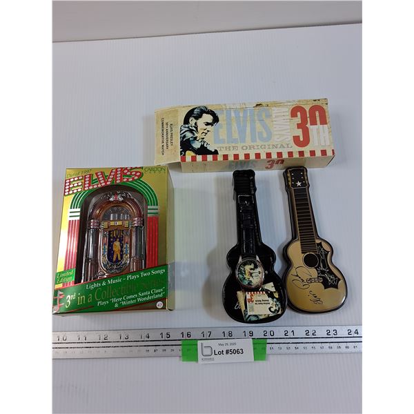 Elvis Presley Watch in Case & Elvis Mini "Karaoke" Song Playing Box