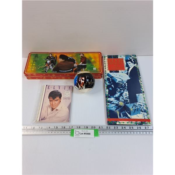 Elvis Persley Lot: Tins, Phone Book, Ornament, Misc