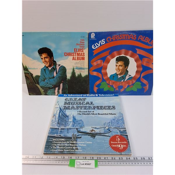 (2) Elvis Presley Christmas Records & Musical Masterpieces Record Set