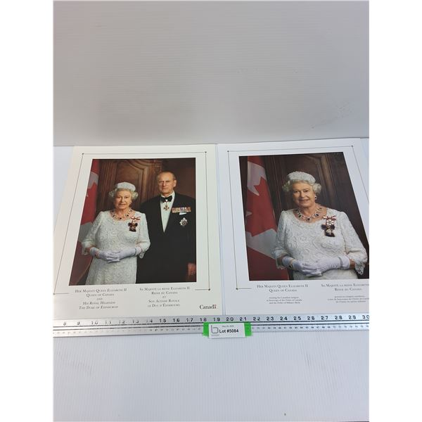 (2) Queen Elizabeth II Posters - 14" x 17"
