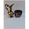 Image 2 : Brass Plated Vase, Asian Themed Vase, (3) Metal Plate Display Holders
