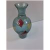 Image 2 : Vintage Blue Art Glass Vase w/Colored Diamond Pattern - 9.5"