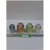 Image 1 : (4) Glass Insulators - Blue, Peach, Green, Clear