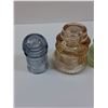 Image 2 : (4) Glass Insulators - Blue, Peach, Green, Clear