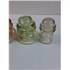 Image 3 : (4) Glass Insulators - Blue, Peach, Green, Clear