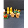 Image 3 : (5) Pairs of Salt & Pepper Shakers: Grain Elevators, Covered Wagon, Gingerbread, Tomatoes, Flowers &