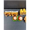 Image 4 : (5) Pairs of Salt & Pepper Shakers: Grain Elevators, Covered Wagon, Gingerbread, Tomatoes, Flowers &