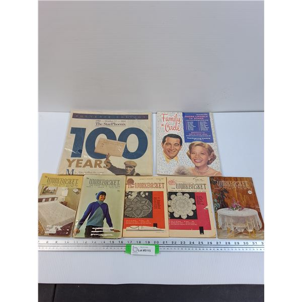 (5) Vintage Workbasket Art Magazines, Family Circle 1956, Star Phoenix 2002
