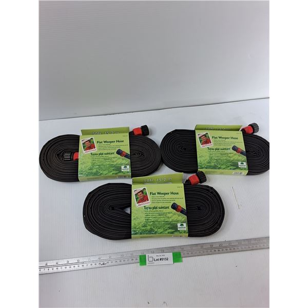 (3) 50 Foot Flat Weeper Hoses
