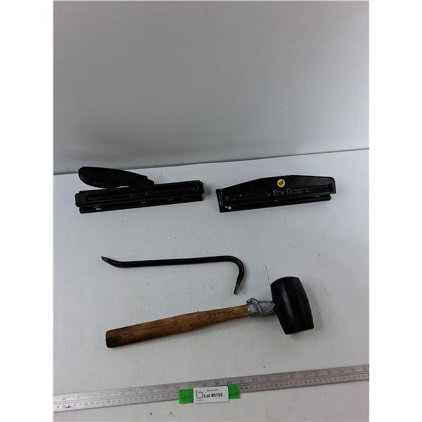 (2) Hole Punches, Rubber Mallet, Crowbar