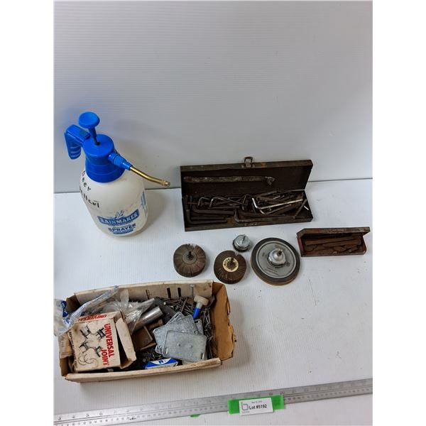 Assorted Items Multi- Purpose Sprayer, Alan Wrenches, Brushes, Misc