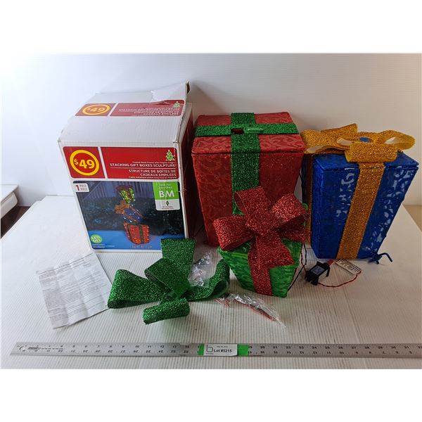 Lighted Stacking Gift Box Decoration- Powers On