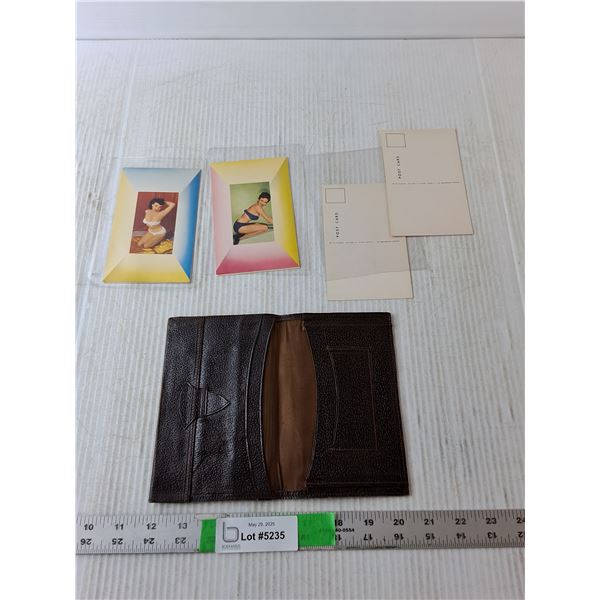 Leather Style Case with (6) Vintage Pinup Postcards