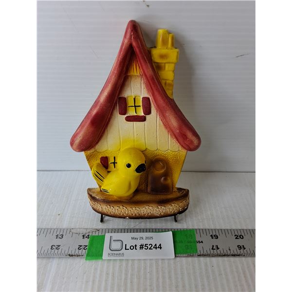 Ceramic Birdhouse Figurine with Hooks 7.5" Tall