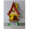 Image 1 : Ceramic Birdhouse Figurine with Hooks 7.5" Tall