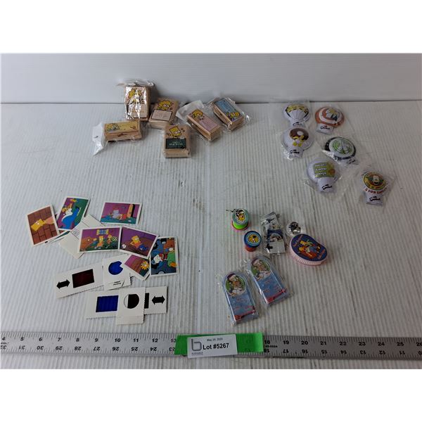 The Simpsons Memorabiilia- Stamps, Games, Stickers, Misc.