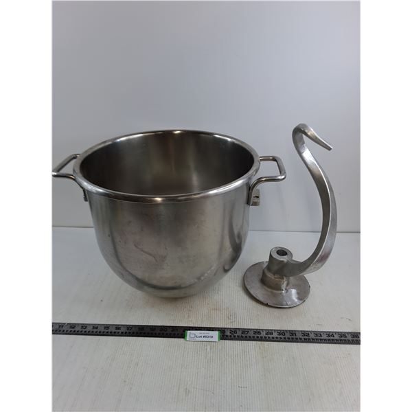 Industrial Mixing Bowl with Dough Hook for Hobart 30 Qt Mixer - 13" Height x 19" Dia - Pickup Only