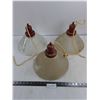 Image 1 : (3) Vintage Glass Light Fixtures - 12" Dia - Untested - Pickup Only