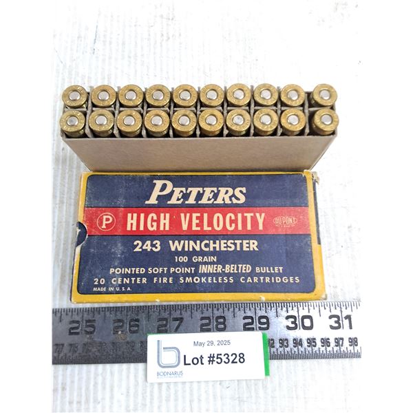 *^ Box of 20 - Peters HV 243 Winchester Cartridges - PAL Required - Pickup Only