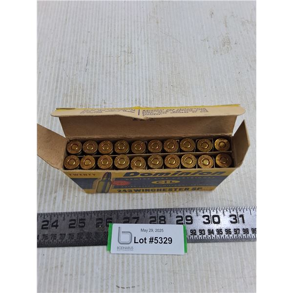 *^ Box of 20 Dominion 243 Winchester Center Fire Cartridges - PAL Required - Pickup Only
