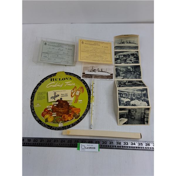 Vintage Postcards, Legal Documents, Bulova Cooking Instruction, Soil Thermometer