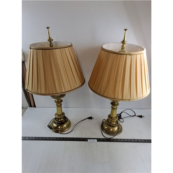 Pair of Vintage Brass-Plated Table Lamps - Tested - Pickup Only