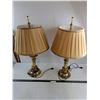 Image 1 : Pair of Vintage Brass-Plated Table Lamps - Tested - Pickup Only