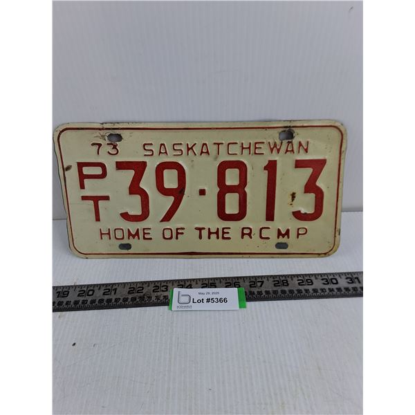 Vintage 1973 Saskatchewan License Plate
