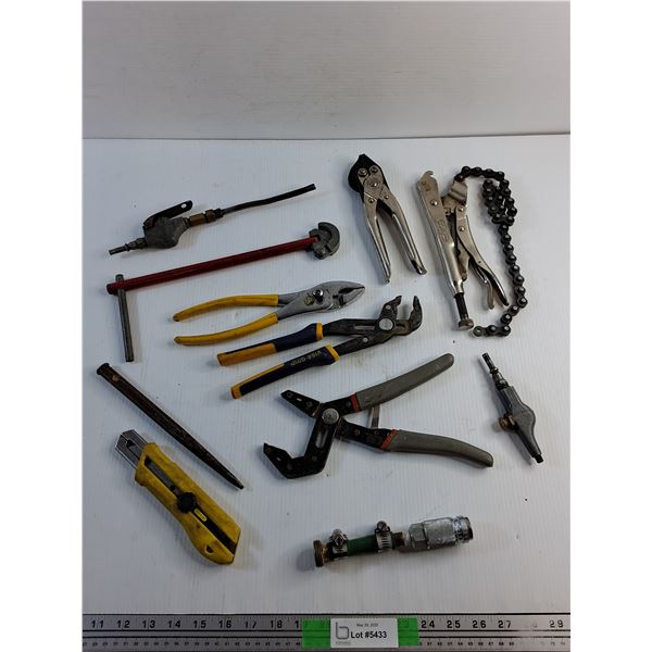 Pliers, Vise Grips, Box Cutter, Chisels and Misc