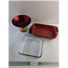 Image 1 : Footed Dish and (2)  Baking Dishes