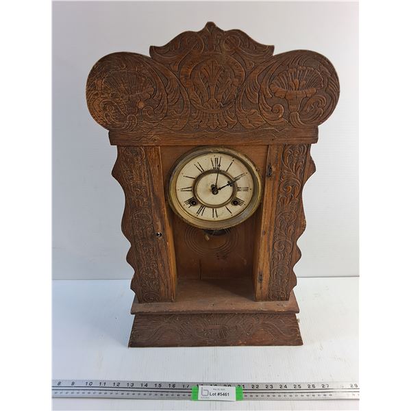 Antique Wooden Mantle Clock - As Is