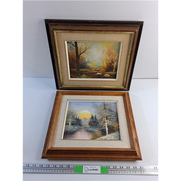 (2) Framed Wall Art Oil Paintings 15 x 13"