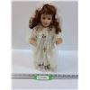 Image 1 : Porcelain Baptism Doll w/Stand - 14" Tall