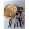 Image 3 : Wicket Basket & Kitchen Accessories- Ladles, Potato Masher, Lids, Misc.`1