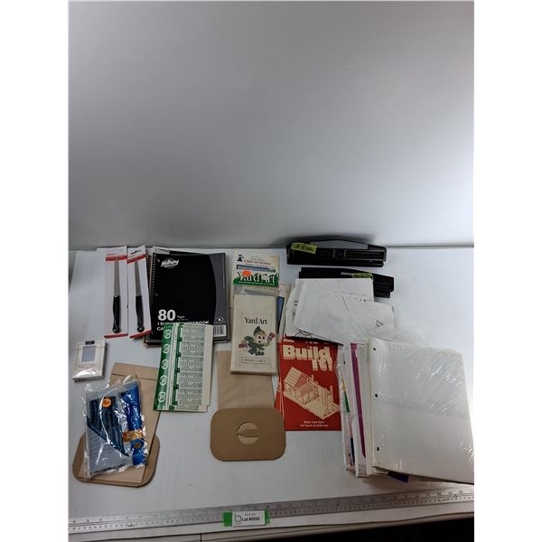 Assorted Items - (9) Stacks of Paper, (3) Notebooks, (2) Letter Openers, Misc