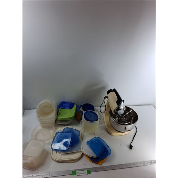 Assorted Plastic Containers, Sunbeam Mixmaster - As Is