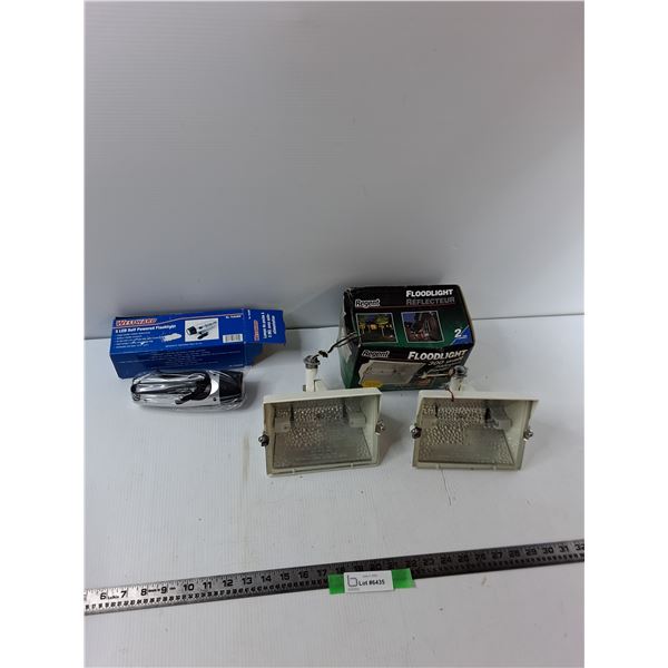 (2) 300 Watt Floodlight Halogen Floodlight, WestWard 5 led Self-Powered Flashlight