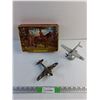 Image 1 : Canadian Mountie on Patrol Tin Box and (2) Military Airplane Models