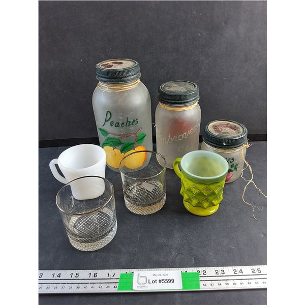 (3) Jars, Mugs and Whisky Glasses