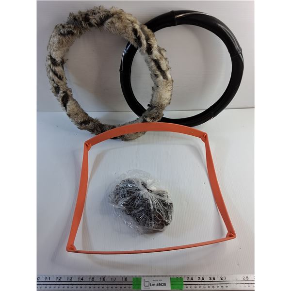 Dog Chain, Roughneck Garbage Bag Holder and Steering Wheel Covers