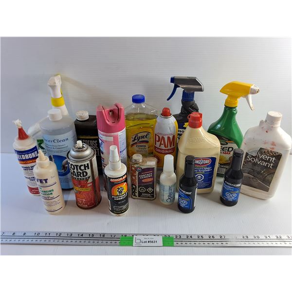 Various Chemicals - PowerClean, Gas Line Antifreeze, Pam Cooking Spray, Lysol, Grease Magnet, Misc